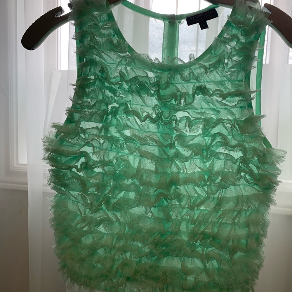 Mint green see-through shirt